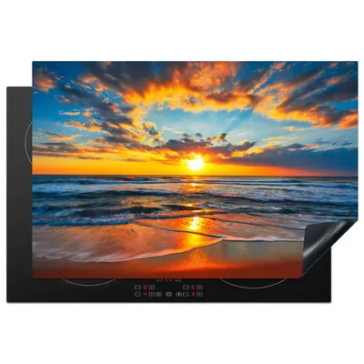 Obrázek produktu pro KitchenYeah® Krycí deska na sporák slunce - pláž - moře - západ slunce, 78x52cm, dekorace do kuchyně, keramická krycí deska na sporák, krycí deska na sporák