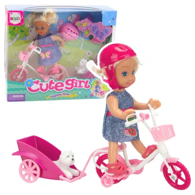Immagine prodotto di Set per cane bianco con casco per rimorchio per bici mini bambola