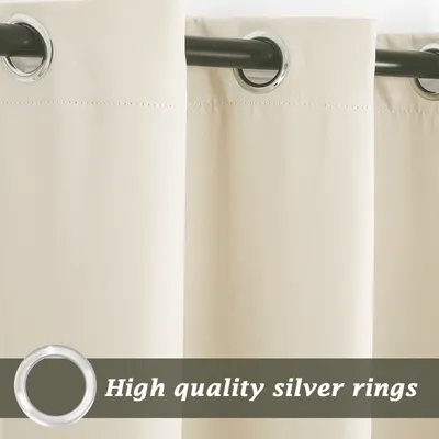 Obrázek produktu pro 4 Stück Indoor Outdoor Vorhang Wasserdicht,Blickdicht Vorhang Winddicht UV Schutz Sonnenschutz Gardinen für Balkon Garten Hof (52*84in, Beige)