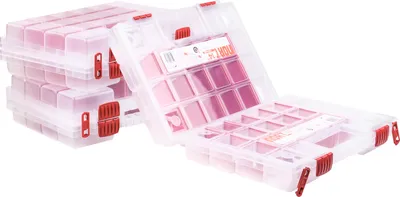 Produktbild von Sortimentskasten Kunststoff Sortimentsbox NORT14 DUO x3 Rot Sortierbox