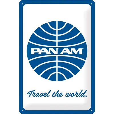 Image de Nostalgic-Art - Plaque en métal 20 x 30cm - Pan Am - Travel the World Logo White