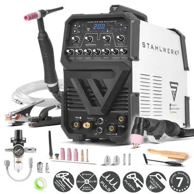 Produktbild von STAHLWERK Schweißgerät 3 in 1 Kombi AC/DC WIG 200 Puls CUT ST – 200 A, MMA, Alu & Dünnblech geeignet, mit 45 A CUT-Funktion