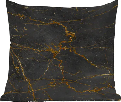 Produktbild von MuchoWow® Outdoor Kissen - Marmor - Schwarz - Gold - 45x45 cm - Wetterfest - Lounge Kissen - Fotokissen - Dekoratives Kissen