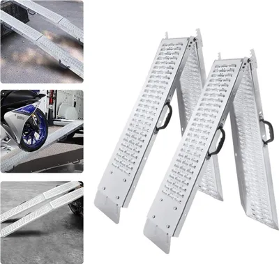 Image de XINZI 2X rampe d'accès 400kg (200kg chacune) pliable rampe de chargement acier galvanisé surface antidérapante rampe d'accès rampe de chargement voiture rail de chargement