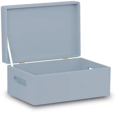 Productafbeelding van Ibenzoa® Robuuste opbergbox van hout met deksel en 2 handgrepen, grijs, 30 x 20 x 13,5 cm – gemaakt van grenenhout en spaanplaat