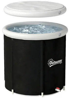 Produktbild von Eisbad Ø78 cm Faltbare Eisbadewanne aufblasbare tragbare Eistonne 280L mit 3 Isolierschichten Abdeckung, Schwarz