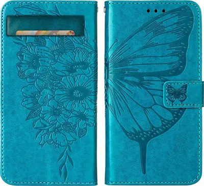 Produktbild von Mobigear Butterfly  Google Pixel 7a Hülle Klapphülle Geldbörse - Blau