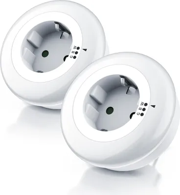 Productafbeelding van Brandson LED-nachtlamp met stekker en selecteerbare kleuren - wit/groen/blauw, met geïntegreerde helderheidssensor en schemersensor, 230 V AC, 50 Hz