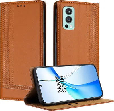Produktbild von Handyhülle für OnePlus Nord 2 Leder Flip Klappbare Schutzhülle mit Standfunktion Braun