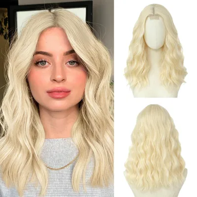 Image de Perruque mi-longue, ondulée, de 45,7 cm, couleur 613 (blond), en fibres synthétiques, pour femmes