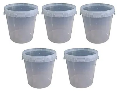 Produktbild von SILPLAST Eimer mit Deckel 30L x 5 Kunststoffeimer 30 Liter lebensmittelecht stapelbar Plastikeimer leer Transparent