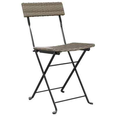 Produktbild von Möbel Outdoor-Stuhl/Picknickstuhl - Bistrostühle 2er Set - Gartensessel - Klappbar Grau Poly Rattan und Stahl - 40x45x79 cm Top8941848