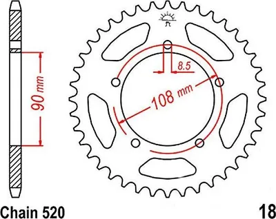 Zdjęcie produktu dla Zębatka Tył Rozmiar 520 43 Zęby