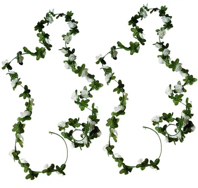 Image de 2 guirlandes de roses artificielles, fleurs en soie, décoration suspendue pour mariage ou jardin