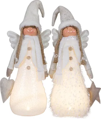 Produktbild von Dekofigur 44cm (59cm) mit LED, stehend, 2er Set Dekofigur Weihnachten