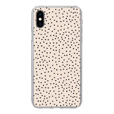 Produktbild von MuchoWow® Handyhülle Schutzhülle Hülle für iPhone Xs Polka dot - Beige - Schwarz Silikon Softcase Handy Hülle - Handytasche