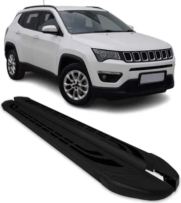 Image de Marchepieds Latéraux pédale pour Jeep Compass 2017-2024 Aluminium Noir 2Pcs