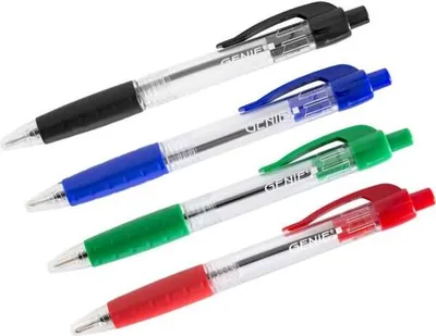 Produktbild von Genie 40002, Clip, Clip-on-Einziehkugelschreiber, Schwarz, Blau, Grün, Rot, 4 Stück(e)