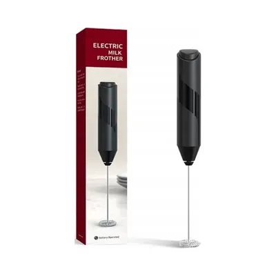 Produktbild von MasterLED Elektrischer Milchaufschäumer Schwarz aus Edelstahl & Kunststoff Handgerät Batteriebetrieben 2xAA für Kaffee Latte Cappuccino