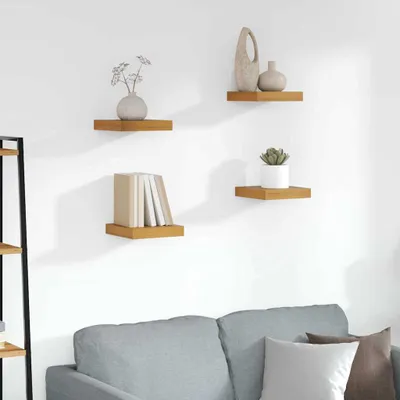 Immagine prodotto di Maison Exclusive - Set di 4 mensole da parete, colore marrone, dimensioni 23 x 23,5 x 3,8 cm, materiale: legno composito