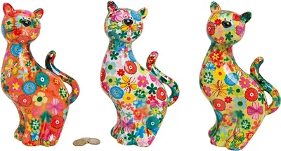 Produktbild von Spardose Katze Blume Keramik sort 15x10x26cm