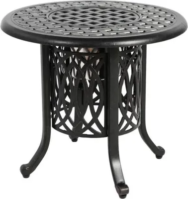 Produktbild von Outdoor-Aluminiumtisch - Beistelltisch - Mit integriertem Eiskübel - Verstellbare Füße - Kleiner Couchtisch für Terrasse/Balkon - Schwarz