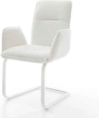 Produktbild von DELIFE Freischwinger Vinja-Flex Bouclé Soft Beige Freischwinger flach Weiß