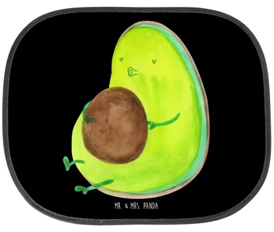 Produktbild von Mr. & Mrs. Panda Auto Sonnenschutz Avocado Pfeifen - Schwarz - Geschenk, Abnehmen, Hitzeschutz, seitenscheibe, Diät, Ernährung, Fenster, Sonnenblende