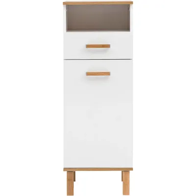 Produktbild von MÖBELPARTNER Badschrank Padua 142178 weiß glanz, eiche landhaus 40,4 x 35,0 x 114,5 cm