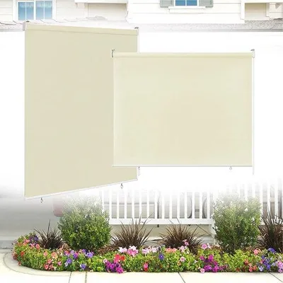 Image de Store vertical beige, 180 x 240 cm, store de balcon, imperméable, isolant thermique, store extérieur, protection pour balcons et terrasses