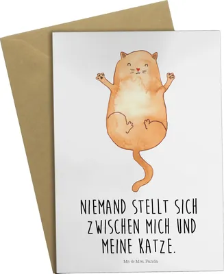 Produktbild von Mr. & Mrs. Panda Glückwunschkarte Katze Umarmen - Weiß - Geschenk, Katzen, dankeskarten, Cats, hochzeitskarten, weihnachtskarten, Freunde, einladungskarten, Cat