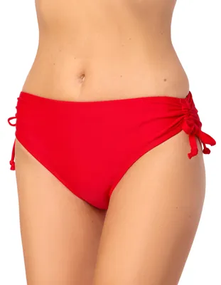 Produktbild von Bellivalini Damen Bikini Slip mit Raffung Badeshorts Badehose Bikinihose Bikini Unterteil VR-Brief-2 (Rotmantel, XL)