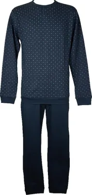 Produktbild von RAGNO Herren-Pyjama, Seraph-Kragen, lange Ärmel, Hose und Hemd mit Bündchen, warmer Baumwoll-Interlok, Artikel U693N1, Taglia 52, Cotone 100%