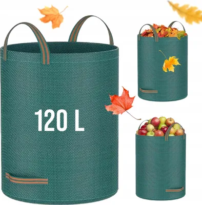Obrázok produktu pre Vrece Na Záhradný Odpad Na Lístie, Trávu 120L Silné Skladacie S Držadlami