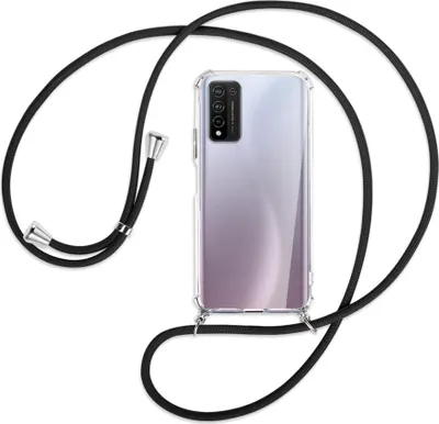 Produktbild von Handykette Backcover-Schutzhülle mit Band (Metall silberfarben) für Honor 10X Lite - schwarz