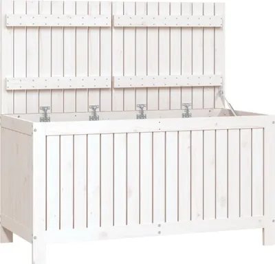 Image de vidaXL Coffre de jardin blanc 121x55x64 cm pin massif
