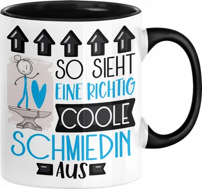 Produktbild von Schmiedin Geschenk Tasse Geschenkidee für Schmiedin Geburtstag Weihnachten Spruch So Sieht Eine Richtig Coole Schmiedin Aus Kaffee-Becher  (Schwarz)