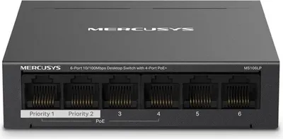 Zdjęcie produktu dla MERCUSYS Mercusys 6-portowy przełącznik biurkowy 10/100 Mb/s z 4 portami PoE+