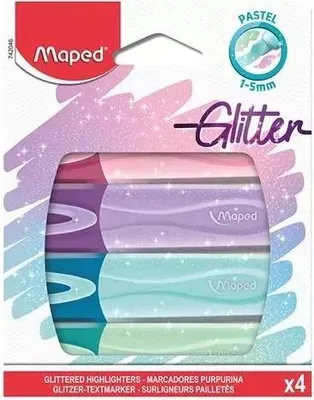 Produktbild von Maped Textmarker FLUO'PEPS Glitter PASTEL 4er Kartonetui