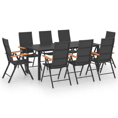 Produktbild von vidaXL 9-tlg. Garten-Essgruppe Schwarz und Braun