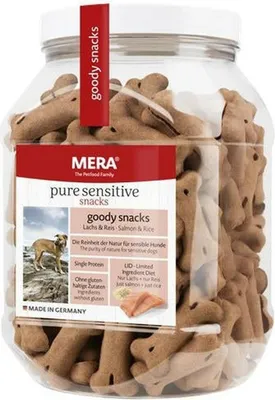 Produktbild von MERA goody snacks Leckerlis mit Lachs & Reis, Snacks, Hund, Adult, Reis, Lachs, 600 g, Zuckerfrei