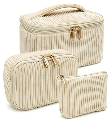 Produktbild von 3-teiliges Set Kosmetiktaschen aus Cord für Damen