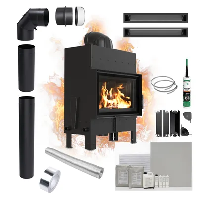 Immagine prodotto di Camino KRATKI FLOKI L 12kW Ø200 ECO Nero Set per l'installazione