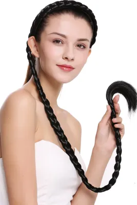 Produktbild von WIG ME UP Haarreif mit Zopf sehr lang geflochten schwarz N1038-1