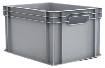 Kunststoffbox 23 L, stapelbar, lebensmittelecht, 400x300x235 mm, grau