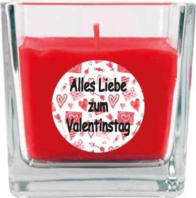 Immagine prodotto di Candela profumata come regalo di San Valentino - candela in un barattolo di caramelle con vari motivi e dimensioni di San Valentino. San Valentino - motivi e dimensioni