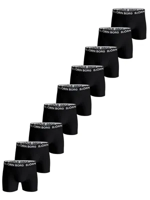 Image de Boxers pour homme BJÖRN BORG, lot de 9 - Boxers Essential, coton stretch, ceinture avec logo, noir, taille M