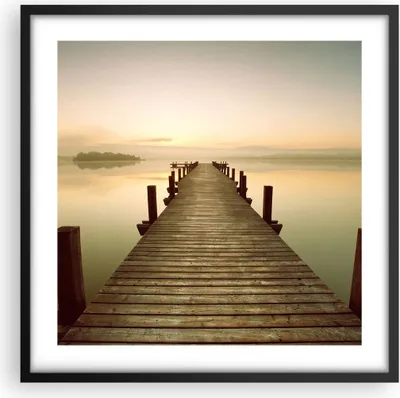 Produktbild von Gerahmtes Poster - Schwarzer Rahmen - Brücke See - 50x50 cm - Wand Bild - Wanddeko - Wandbilder - Kunstposter - Wandposter - Bilderrahmen - Bilder - Kunstdruck - Wandbild - P2BAC50x50-3625