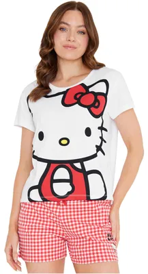 Productafbeelding van Hello Kitty pyjama voor dames, korte mouwen, anime pyjama set, comfortabele en schattige huispak