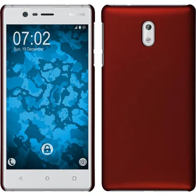 Produktbild von PhoneNatic Case für Nokia 3 Hülle rot gummiert Hard-case für 3 + 2 Schutzfolien